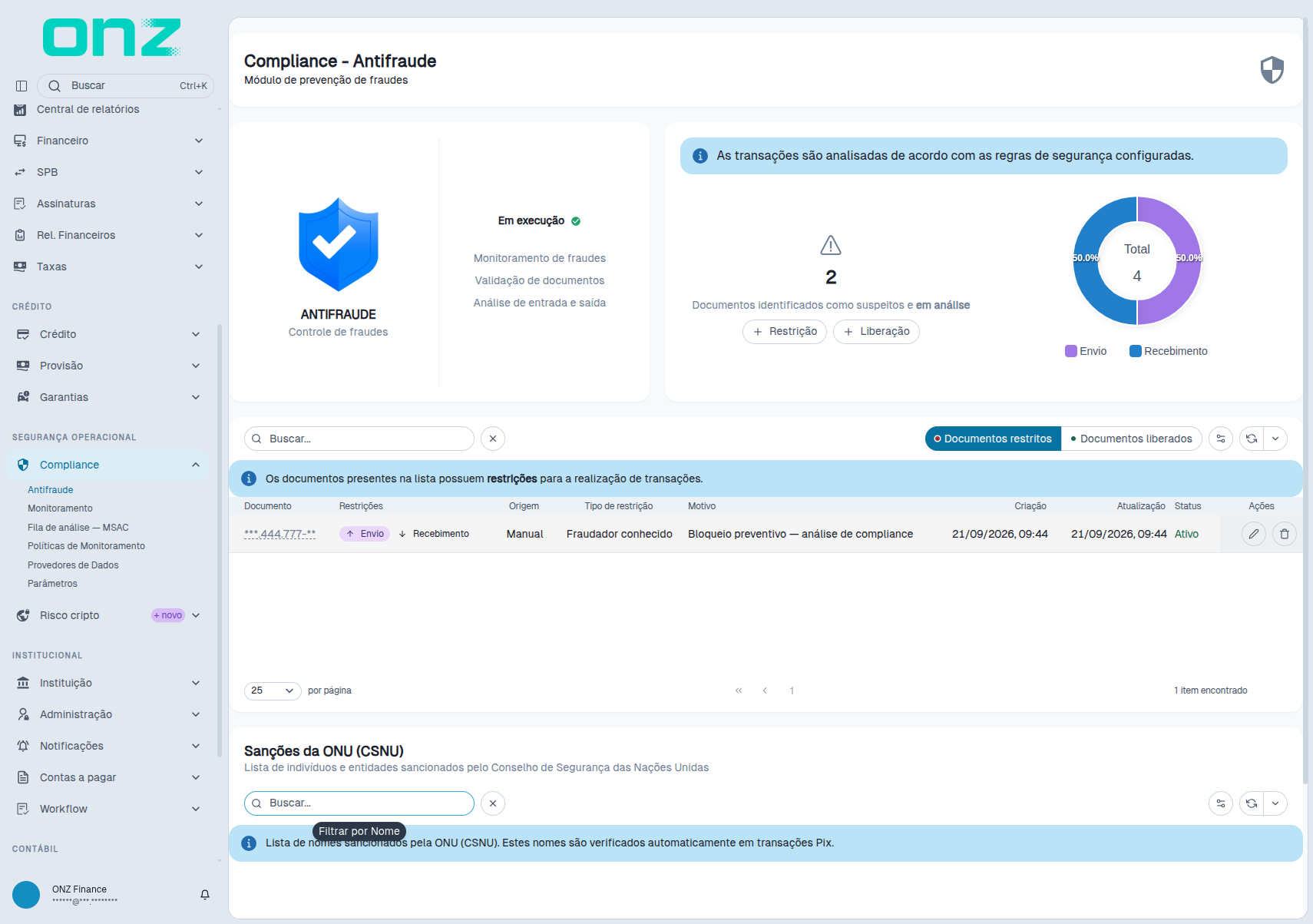 Menu Compliance — Antifraude